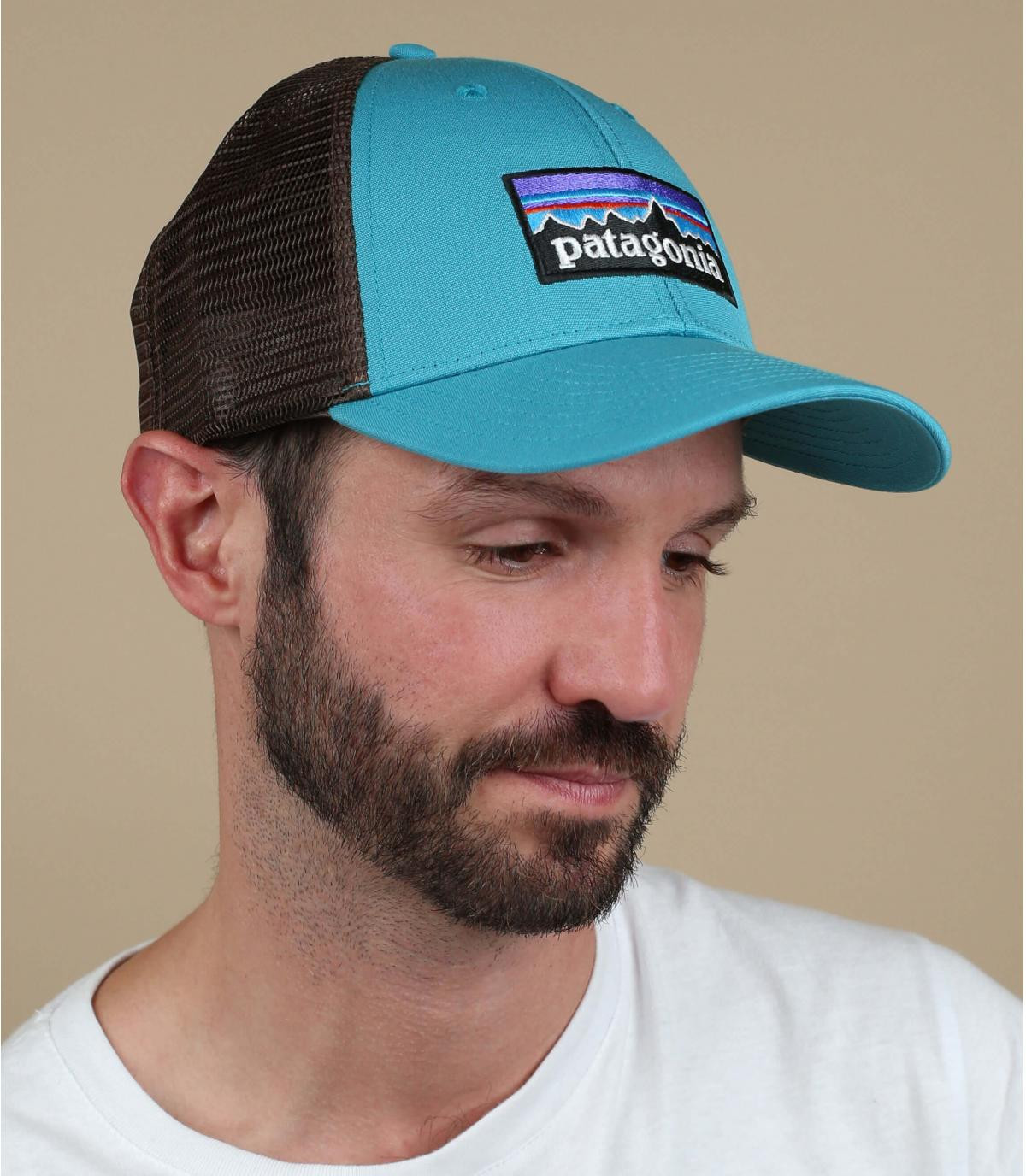 blue Patagonia trucker P6 Logo Trucker LoPro mako blue